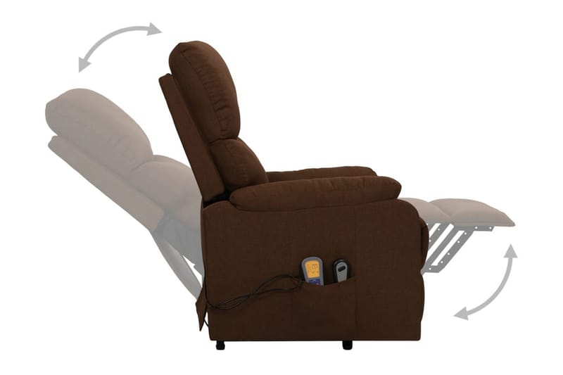 Massagefåtölj med uppresningshjälp mörkbrun tyg - Brun - Möbler - Stolar & fåtöljer - Fåtölj - Massagestol & massagefåtölj