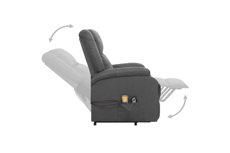 Massagefåtölj med uppresningshjälp mörkgrå tyg - Grå - Möbler - Stolar & fåtöljer - Fåtölj - Massagestol & massagefåtölj