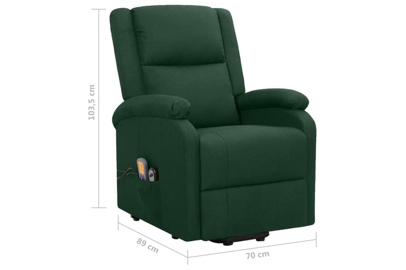 Massagefåtölj med uppresningshjälp mörkgrön tyg - Grön - Möbler - Stolar & fåtöljer - Fåtölj - Massagestol & massagefåtölj