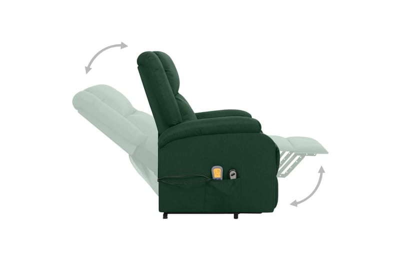 Massagefåtölj med uppresningshjälp mörkgrön tyg - Grön - Möbler - Stolar & fåtöljer - Fåtölj - Massagestol & massagefåtölj