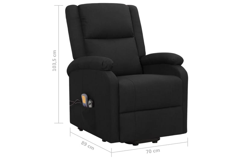 Massagefåtölj med uppresningshjälp svart tyg - Svart - Möbler - Stolar & fåtöljer - Fåtölj - Massagestol & massagefåtölj