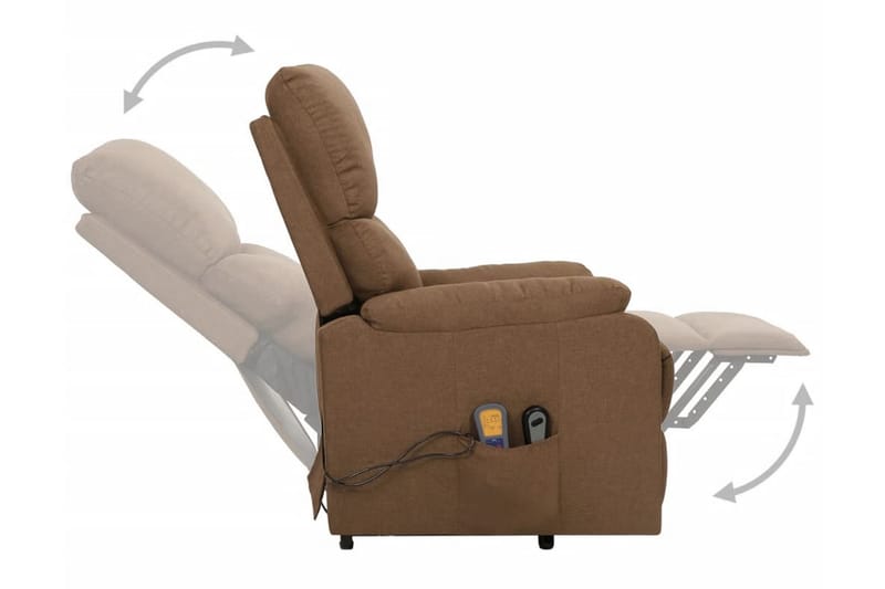 Massagefåtölj med uppresningshjälp taupe tyg - Brun - Möbler - Stolar & fåtöljer - Fåtölj - Massagestol & massagefåtölj