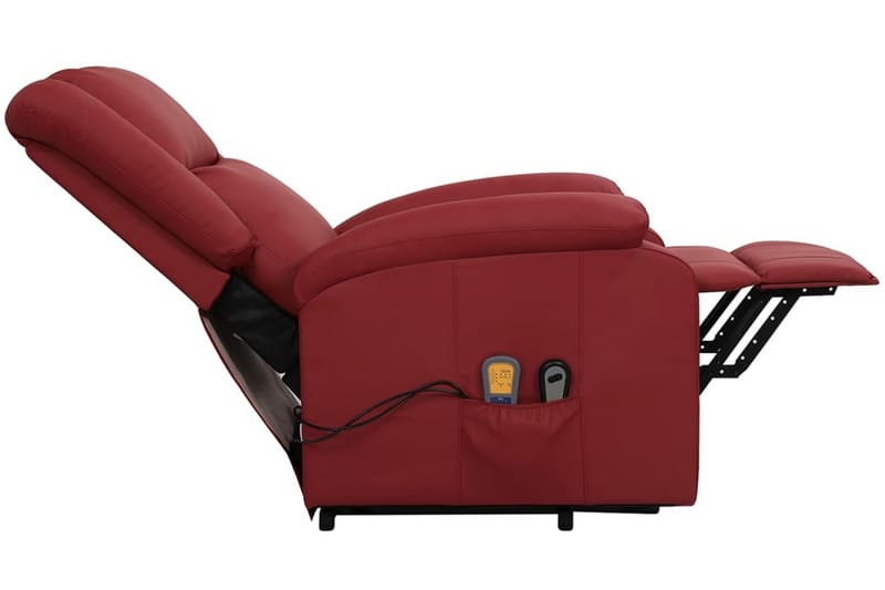 Massagefåtölj med uppresningshjälp Vinröd konstläder - Vinröd - Möbler - Stolar & fåtöljer - Fåtölj - Massagestol & massagefåtölj
