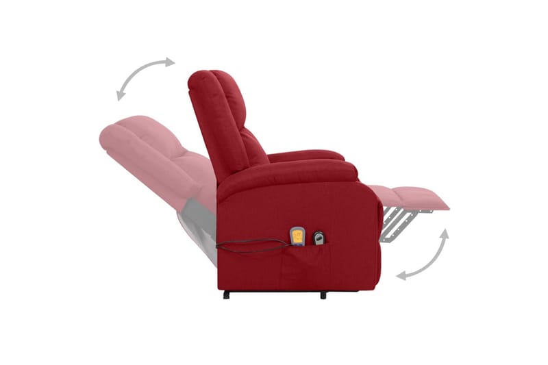 Massagefåtölj med uppresningshjälp vinröd tyg - Röd - Möbler - Stolar & fåtöljer - Fåtölj - Massagestol & massagefåtölj