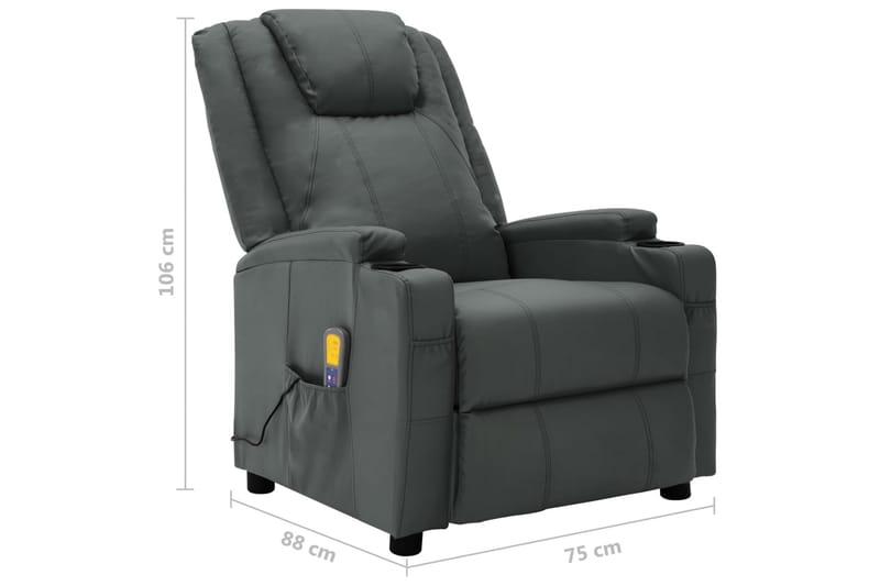 Massagefåtölj antracit konstläder - Grå - Möbler - Stolar & fåtöljer - Fåtölj - Massagestol & massagefåtölj