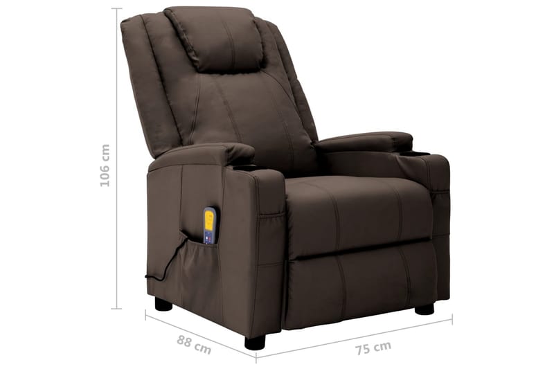 Massagefåtölj brun konstläder - Brun - Möbler - Stolar & fåtöljer - Fåtölj - Massagestol & massagefåtölj