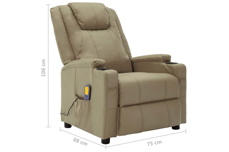 Massagefåtölj cappuccino konstläder - Brun - Möbler - Stolar & fåtöljer - Fåtölj - Massagestol & massagefåtölj