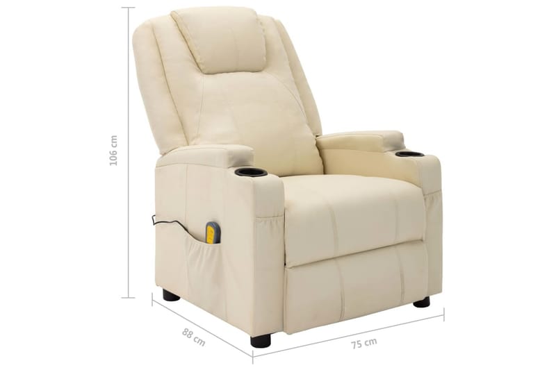 Massagefåtölj gräddvit konstläder - Vit - Möbler - Stolar & fåtöljer - Fåtölj - Massagestol & massagefåtölj