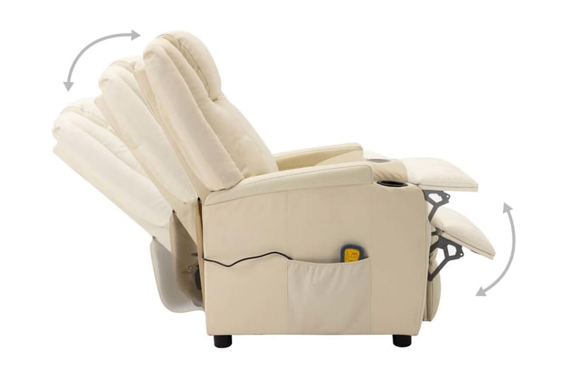 Massagefåtölj gräddvit konstläder - Vit - Möbler - Stolar & fåtöljer - Fåtölj - Massagestol & massagefåtölj