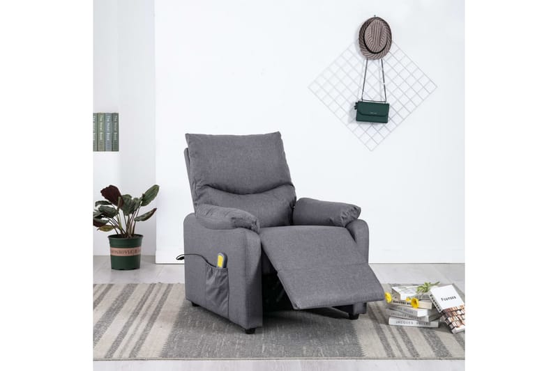 Massagefåtölj ljusgrå tyg - Grå - Möbler - Stolar & fåtöljer - Fåtölj - Massagestol & massagefåtölj