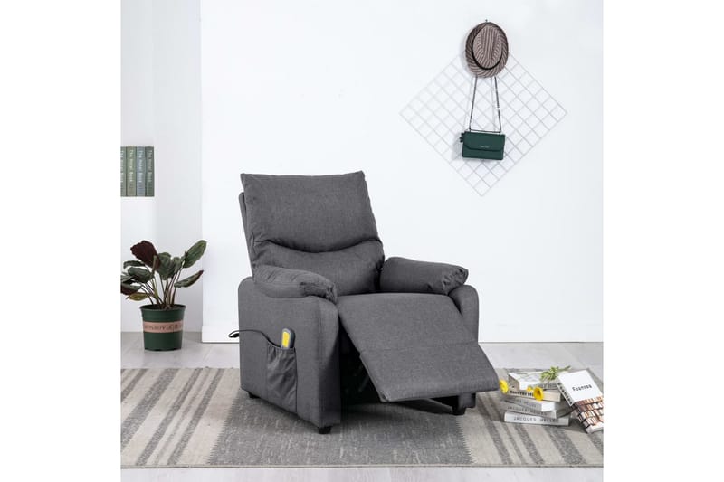 Massagefåtölj mörkgrå tyg - Grå - Möbler - Stolar & fåtöljer - Fåtölj - Massagestol & massagefåtölj