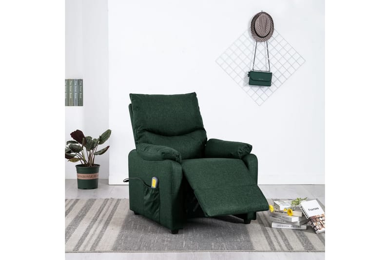 Massagefåtölj mörkgrön tyg - Mörkgrön - Möbler - Stolar & fåtöljer - Fåtölj - Massagestol & massagefåtölj
