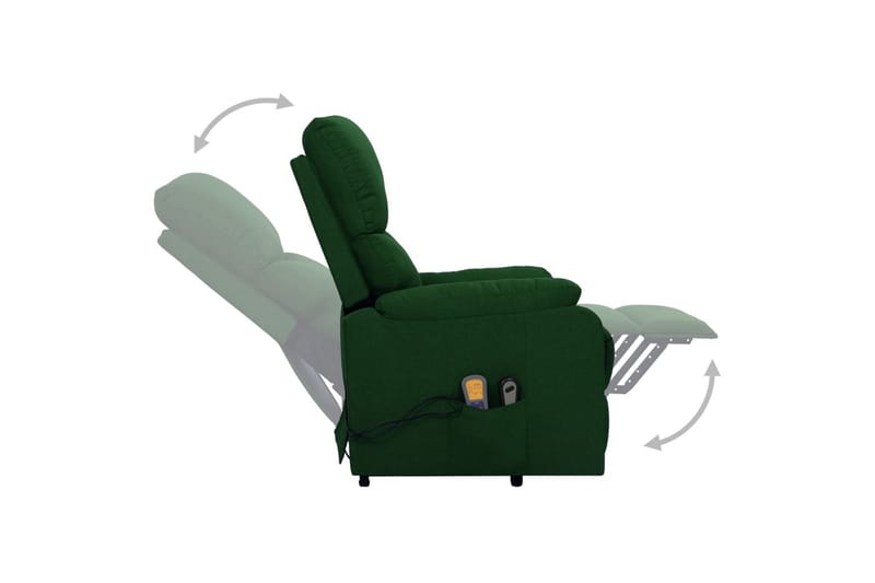 Massagefåtölj med uppresningshjälp mörkgrön tyg - Grön - Möbler - Stolar & fåtöljer - Fåtölj - Massagestol & massagefåtölj