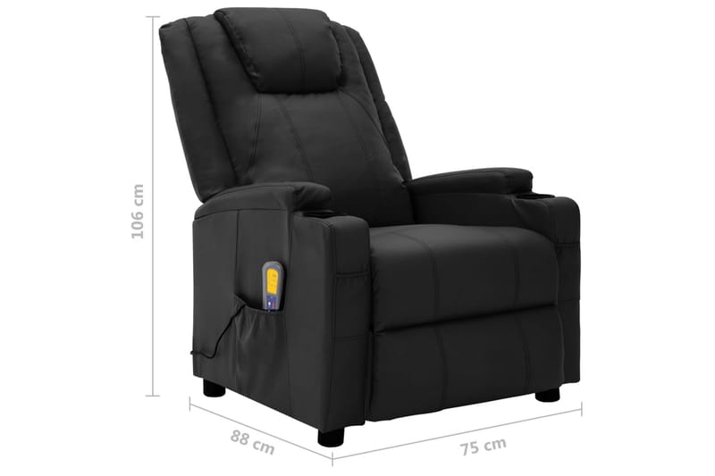 Massagefåtölj svart konstläder - Svart - Möbler - Stolar & fåtöljer - Fåtölj - Massagestol & massagefåtölj
