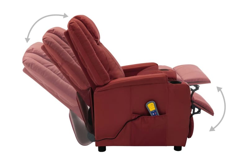 Massagefåtölj vinröd konstläder - Röd - Möbler - Stolar & fåtöljer - Fåtölj - Massagestol & massagefåtölj