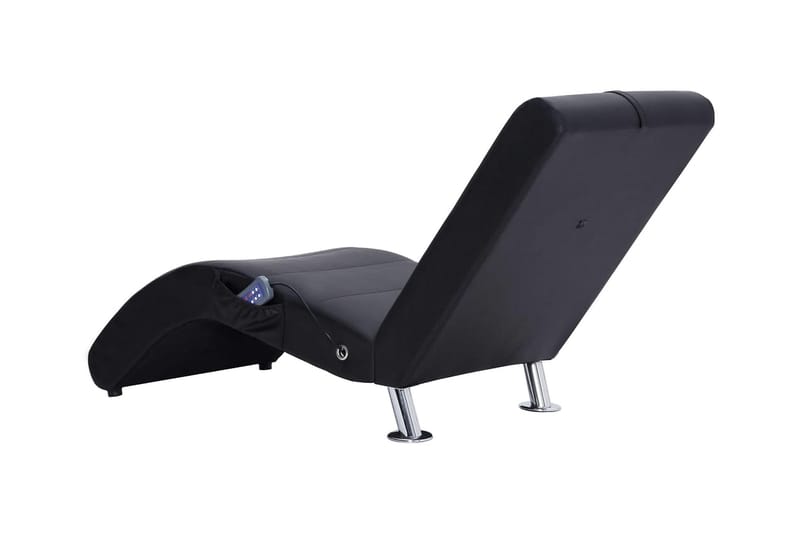 Massageschäslong med kudde svart konstläder - Svart - Möbler - Stolar & fåtöljer - Fåtölj - Massagestol & massagefåtölj