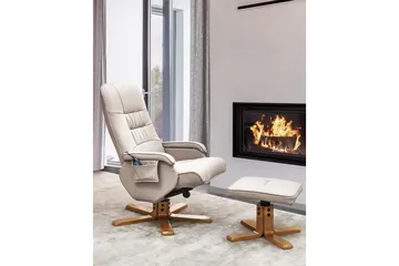 Massagestol Relaxpro - Beige, ljust trä - Möbler - Stolar & fåtöljer - Fåtölj - Skinnfåtölj & läderfåtölj