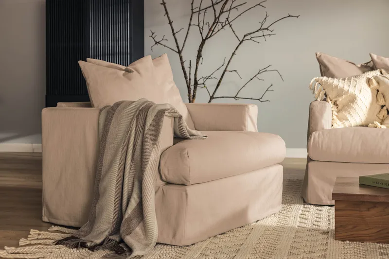 Menard Fåtölj Tvättbar & avtagbar klädsel - Beige - Möbler - Stolar & fåtöljer - Fåtölj