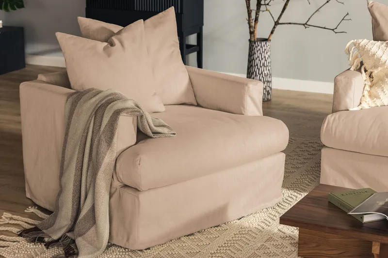 Menard Fåtölj Tvättbar & avtagbar klädsel - Beige - Möbler - Stolar & fåtöljer - Fåtölj