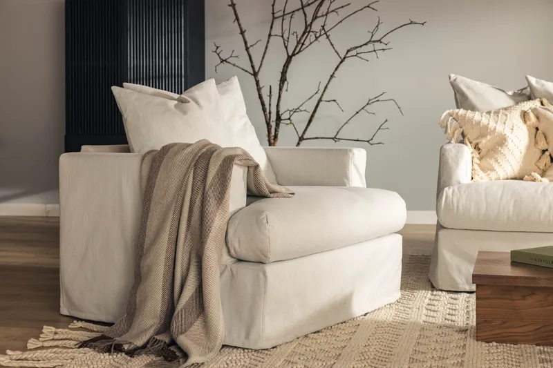 Menard Fåtölj Tvättbar & avtagbar klädsel - Linnebeige - Möbler - Stolar & fåtöljer - Fåtölj