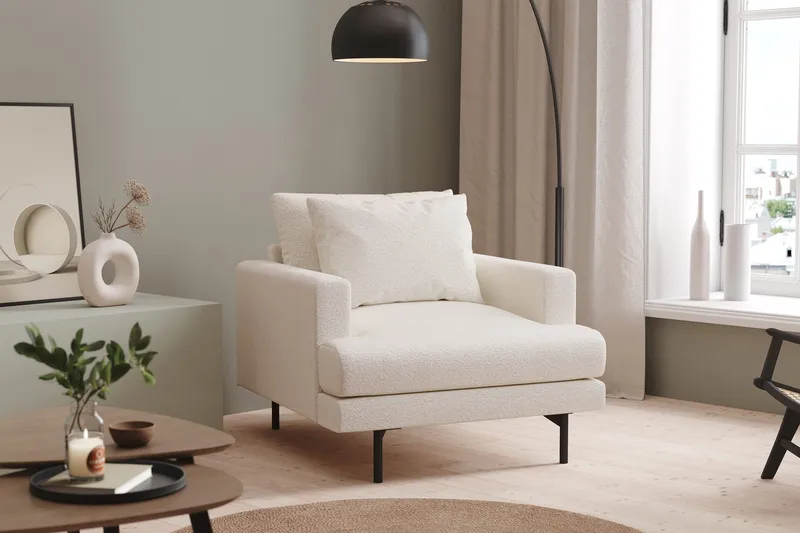 Menard Fåtölj - Vit Bouclé - Möbler - Stolar & fåtöljer - Fåtölj