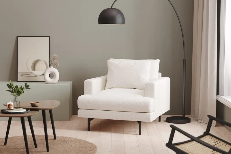 Menard Fåtölj - Vit Bouclé - Möbler - Stolar & fåtöljer - Fåtölj