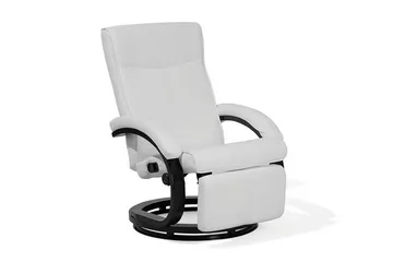 Might Oval Reclinerfåtölj i Konstläder med Metallunderrede - Vit - Möbler - Stolar & fåtöljer - Fåtölj - Skinnfåtölj & läderfåtölj