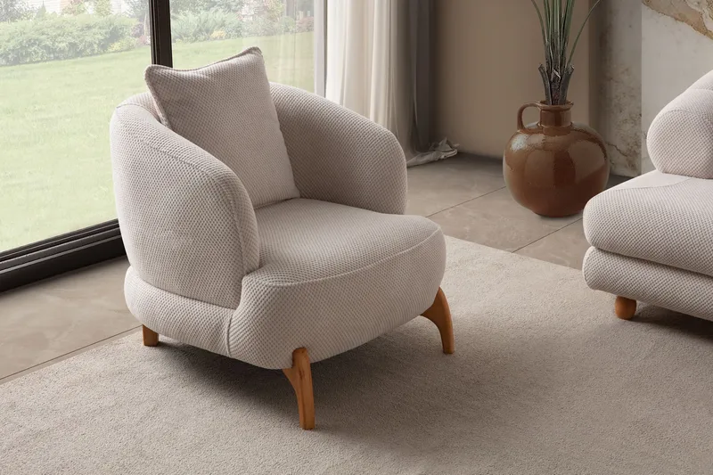 Munemori Öronlappsfåtölj 81x76x81 cm - Beige - Möbler - Stolar & fåtöljer - Fåtölj - Öronlappsfåtölj