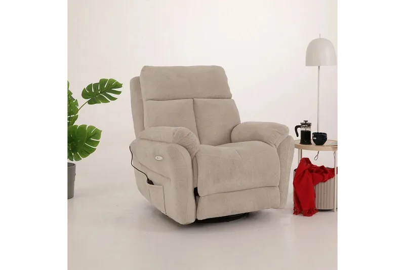 Navren Reclinerfåtölj Elektrisk - Krämvit - Möbler - Stolar & fåtöljer - Fåtölj - Biofåtölj & reclinerfåtölj