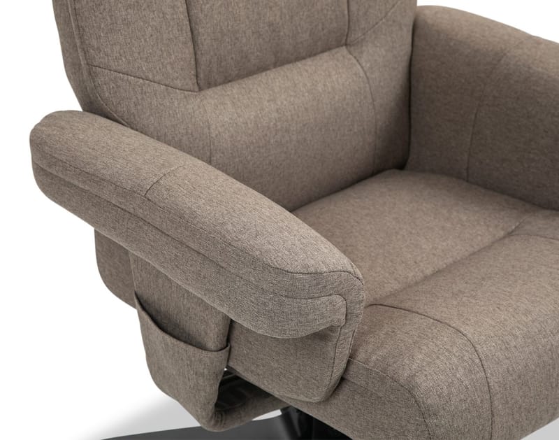 Oslo reclinerfåtölj med pall i mörkbeige tyg - Mörkbeige - Möbler - Stolar & fåtöljer - Fåtölj - Fåtölj med fotpall