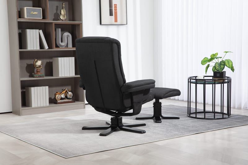 Oslo reclinerfåtölj med pall - Cortina svart - Svart - Möbler - Stolar & fåtöljer - Fåtölj - Fåtölj med fotpall