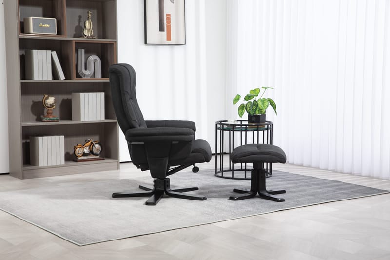 Oslo reclinerfåtölj med pall - Cortina svart - Svart - Möbler - Stolar & fåtöljer - Fåtölj - Fåtölj med fotpall