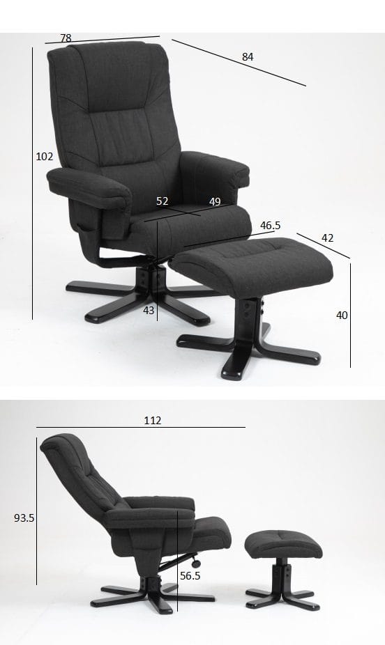 Oslo reclinerfåtölj med pall - Cortina svart - Svart - Möbler - Stolar & fåtöljer - Fåtölj - Fåtölj med fotpall