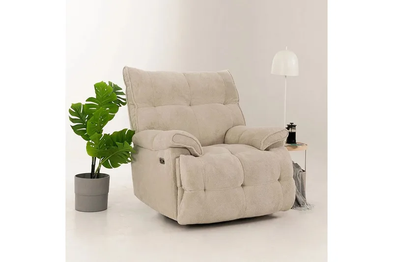 Osmara Reclinerfåtölj Elektrisk - Krämvit - Möbler - Stolar & fåtöljer - Fåtölj - Biofåtölj & reclinerfåtölj