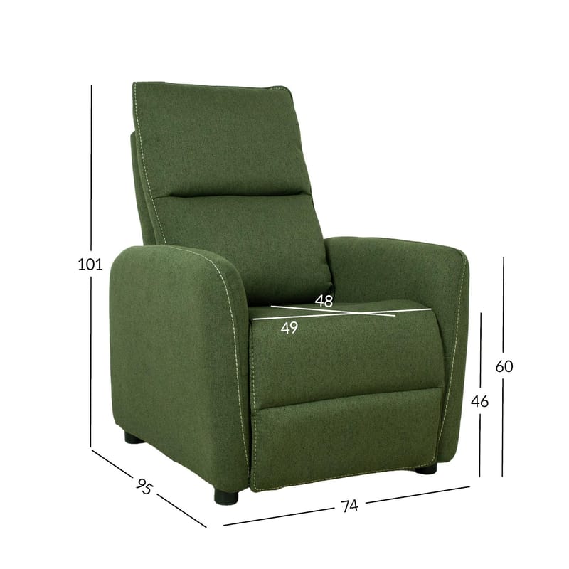 Reclinerfåtölj Örsvik med push back-mekanism - grön - Möbler - Stolar & fåtöljer - Fåtölj - Fåtölj med fotpall