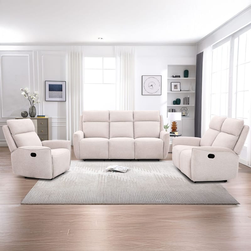 Reclinerfåtölj Östvik med manuell mekanism - beige - Möbler - Stolar & fåtöljer - Fåtölj - Biofåtölj & reclinerfåtölj