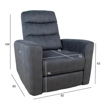 Reclinerfåtölj Darvi med elektrisk mekanism - grå sammet - Möbler - Stolar & fåtöljer - Fåtölj - Biofåtölj & reclinerfåtölj