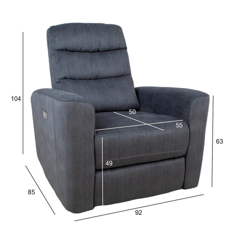 Reclinerfåtölj Darvi med elektrisk mekanism - grå sammet - Möbler - Stolar & fåtöljer - Fåtölj - Biofåtölj & reclinerfåtölj