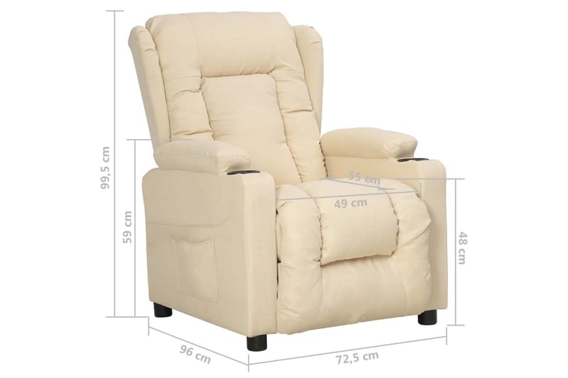 Reclinerfåtölj gräddvit tyg - Vit - Möbler - Stolar & fåtöljer - Fåtölj - Biofåtölj & reclinerfåtölj