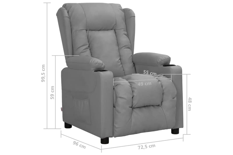 Reclinerfåtölj grå konstläder - Grå - Möbler - Stolar & fåtöljer - Fåtölj - Biofåtölj & reclinerfåtölj