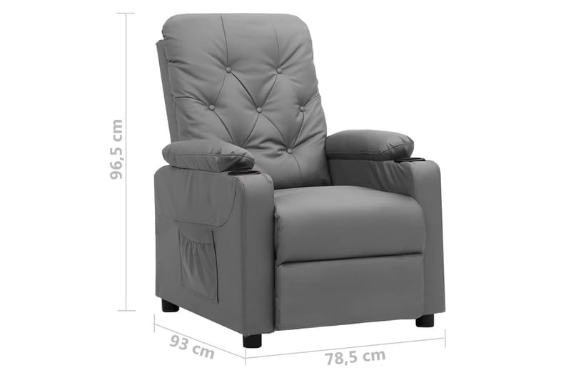 Reclinerfåtölj grå konstläder - Grå - Möbler - Stolar & fåtöljer - Fåtölj - Biofåtölj & reclinerfåtölj