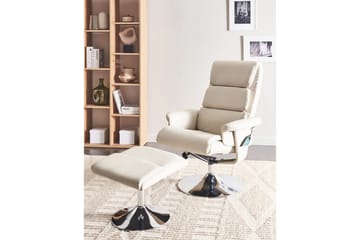 Reclinerfåtölj Legend - Beige, Silver - Möbler - Stolar & fåtöljer - Fåtölj - Skinnfåtölj & läderfåtölj