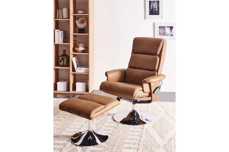 Reclinerfåtölj Legend - Brun, Silver - Möbler - Stolar & fåtöljer - Fåtölj - Massagestol & massagefåtölj