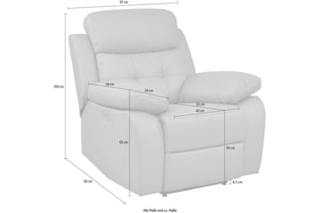 Reclinerfåtölj Loft24 Fåtölj Lannilis Ljusgrå, PU/trä/metall, Elektrisk vilstol Ljusgrå - Möbler - Stolar & fåtöljer - Fåtölj - Skinnfåtölj & läderfåtölj