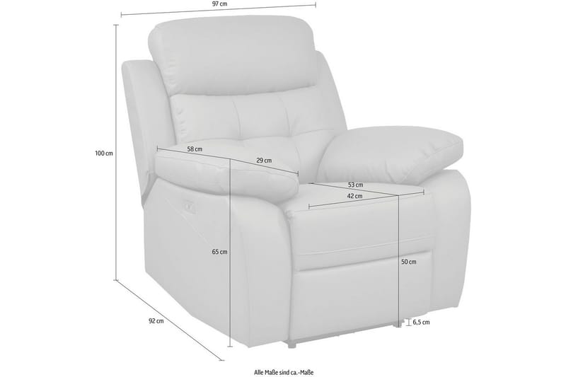 Reclinerfåtölj Loft24 Fåtölj Lannilis Ljusgrå, PU/trä/metall, Elektrisk vilstol Ljusgrå - Möbler - Stolar & fåtöljer - Fåtölj - Biofåtölj & reclinerfåtölj