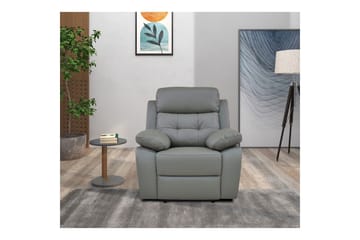 Reclinerfåtölj Loft24 Fåtölj Lannilis Ljusgrå, PU/trä/metall, Elektrisk vilstol Ljusgrå - Möbler - Stolar & fåtöljer - Fåtölj - Skinnfåtölj & läderfåtölj