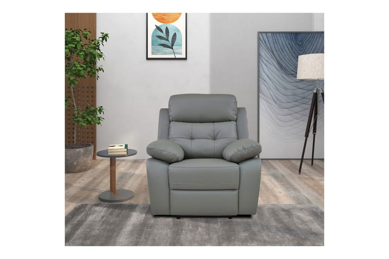 Reclinerfåtölj Loft24 Fåtölj Lannilis Ljusgrå, PU/trä/metall, Elektrisk vilstol Ljusgrå - Möbler - Stolar & fåtöljer - Fåtölj - Biofåtölj & reclinerfåtölj