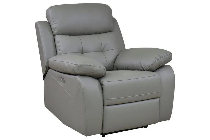 Reclinerfåtölj Loft24 Fåtölj Lannilis Ljusgrå, PU/trä/metall, Elektrisk vilstol Ljusgrå, undefined