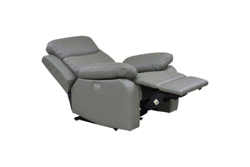 Reclinerfåtölj Loft24 Fåtölj Lannilis Ljusgrå, PU/trä/metall, Elektrisk vilstol Ljusgrå - Möbler - Stolar & fåtöljer - Fåtölj - Skinnfåtölj & läderfåtölj