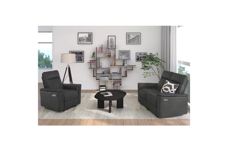 Reclinerfåtölj Loft24 Fåtölj Southbrook Grå, PU/trä/metall, Elektrisk vilstol Grå - Möbler - Stolar & fåtöljer - Fåtölj - Biofåtölj & reclinerfåtölj